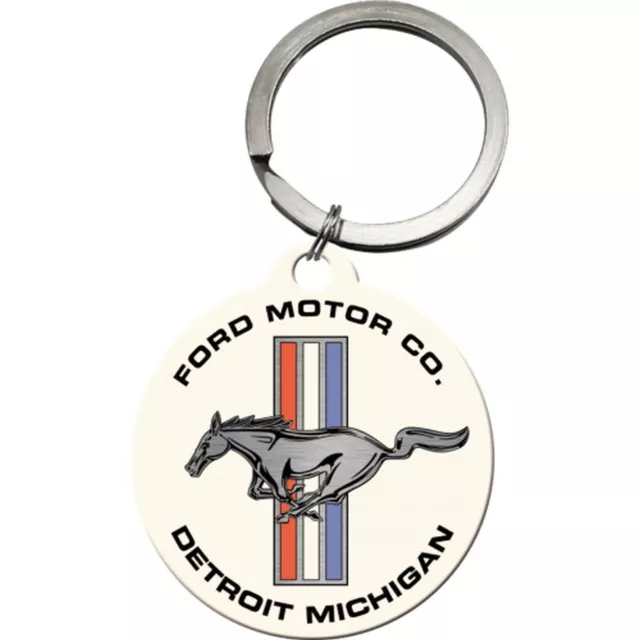 Nostalgic-Art - Porte-clé rond en acier inoxydable Ø 4cm - Ford Mustang