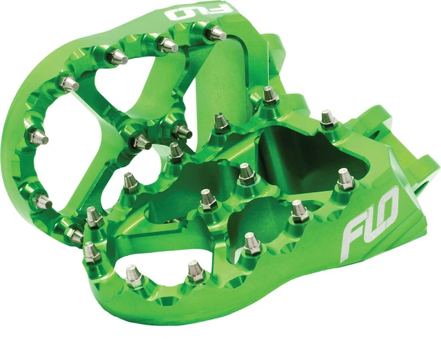 Flo Pro Series Footpegs Driver Foot Pegs Pair Green Honda CR250R 2004-2008