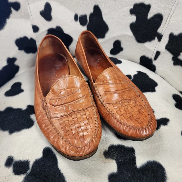 ALLEN EDMONDS BARBADOS Mens Size 10 B Brown Woven Penny  display picture 1