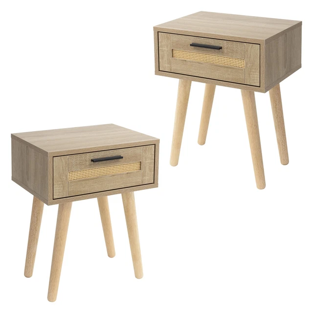 Lot Commode Et Table De Nuit De Poupée En Pitchpin - Facon Bambou - Jouet Vintage