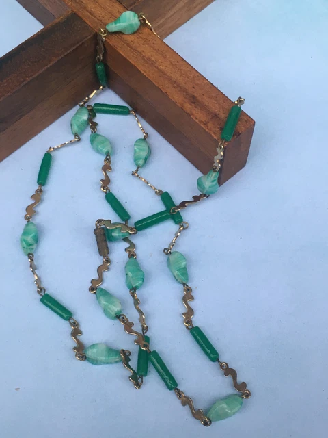 Collier Vintage En Perles De Celluloïd Jaunes Irisées - Bijou Ancien, Parfait état Pour Son âge