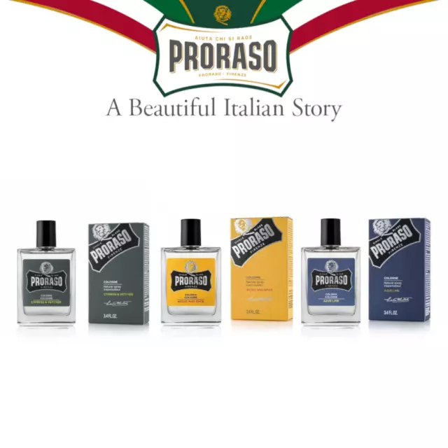 Proraso Cologne 100 ml, Wood & Spice, Azur Lime, Cypress & Vetyver