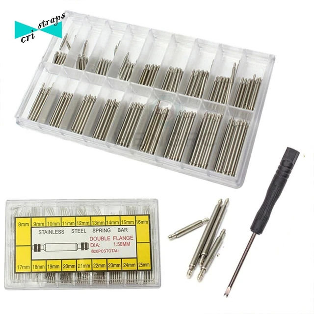 KIT perni a molla per cinturino con utensile barre spring bar 270 pz da 8 a 25mm