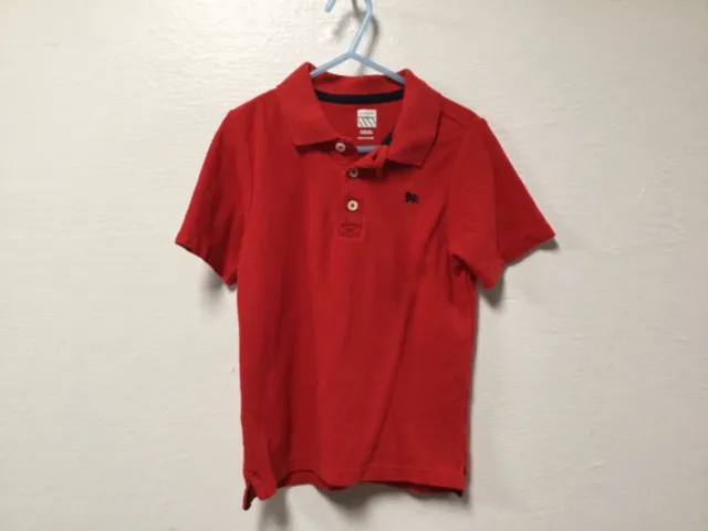 Old Navy Boys Pullover Collared Shirt Size 5 Red Short Sleeve 217