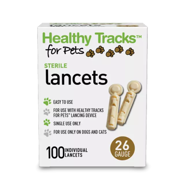 Healthy Tracks 26 G Lancet 100 ct. Marfil para mascotas diabéticas