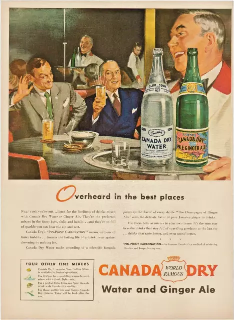 1944 Canada Dry World Famous Water And Ginger Ale Mixers People Vintage Print Ad