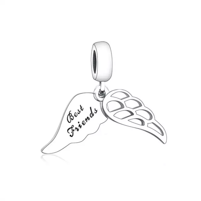 Best Friends Angel Wings Charm Guardian Angel Memorial RIP Sterling Silver 925