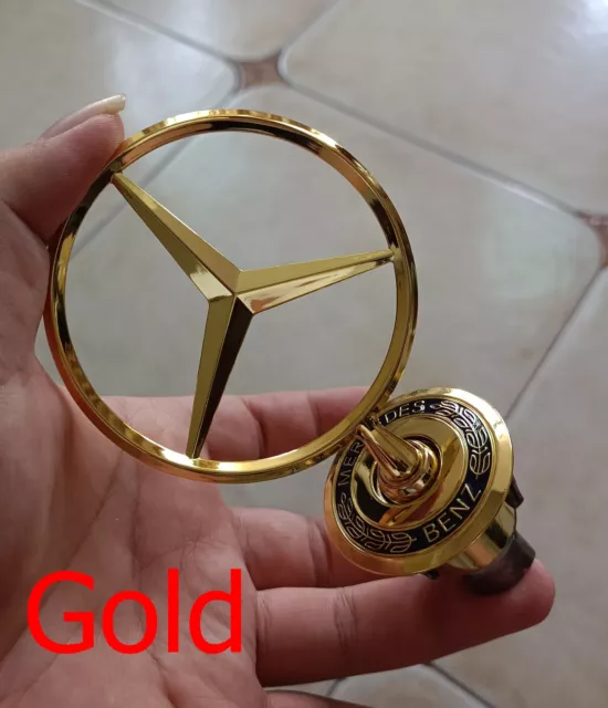 For Mercedes Benz C E S Series Front Star Hood Logo Bright Emblem 3D Glod Badge