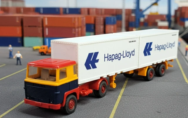 Wiking : Scania 111 Camion Remorqueur Hapag Lloyd (Schub37