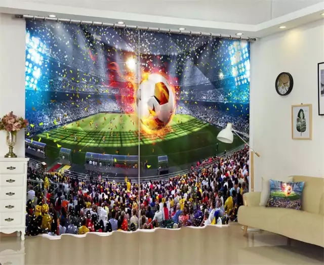 Football With Fire 3D Curtain Blockout Photo Printing Curtains Drape Fabric