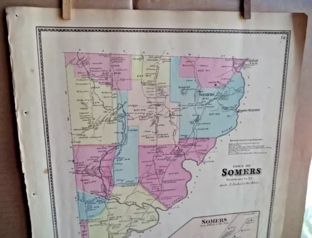 VINTAGE MAP SOMERS, NY., from the FW Beers Atlas of NY and Vicinity ...