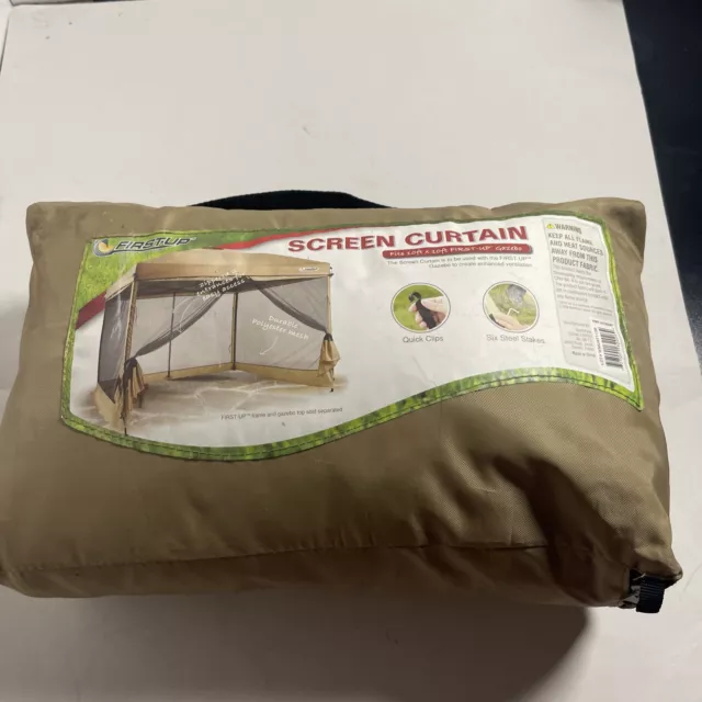 First Up 1 Screen Curtain 10' x 10' w/ Quick Clips & Six Steel Stakes.  NEW!!