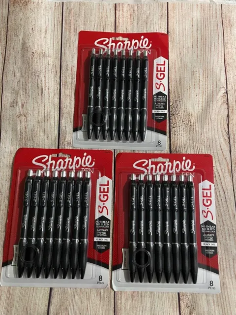Sharpie S-Gel Pens, 0.7 mm, Assorted Colors, 8 Per Pack - Set of 3 