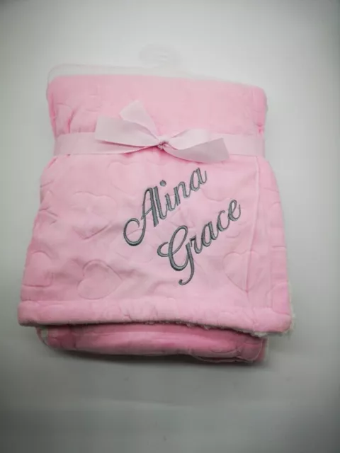 Personalised Embroidered baby blanket fleece Boy Girl New Baby Birth Gift