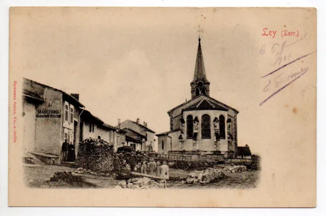 LEY Moselle CPA 57 carte nuage 1900 enfants église MARCHAND