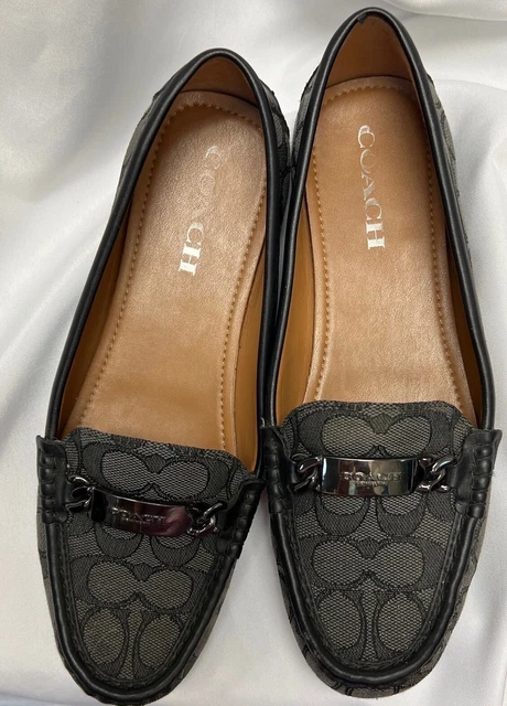 COACH Black Gray Olive Signature C Logo Women's Size 9B Flats