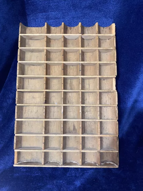 Small Printers Tray Drawer Vintage Wooden Craftsman Coin Box 50 Sections Shelf