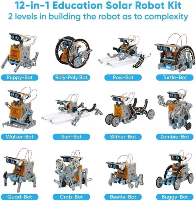 VEPOWER Robot Solaire,12 in 1 Robot Jouet Enfant 8-12Ans Garçons Filles 190PCS 3