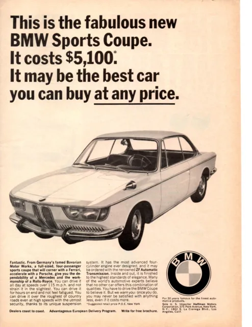 1966 Bmw 2000 Sports Coupe ~ Original Print Ad