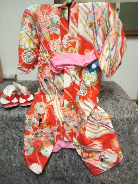 Vintage Formal Kimono Set w/ Vest, Geta Sandals & Tabi Socks