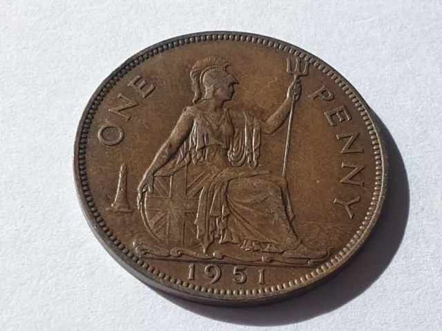 1951 George VI Bronze Penny Coin, Low Mintage ,Lovely Coin *