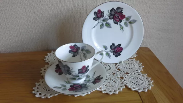 Vintage Royal Albert Masquerade trio, cup saucer side plate roses