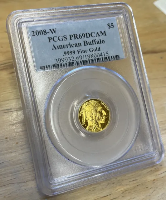 2008-W $5 Buffalo Gold PCGS PR69DCAM w/ Box & COA 1/10 oz Gold Proof Bison Coin