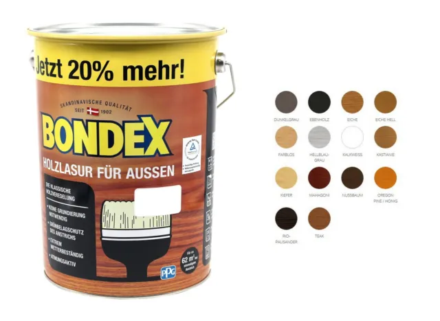 Bondex Holzlasur für Aussen 4,8L Holzschutzlasur Holz Lasur Farbwahl
