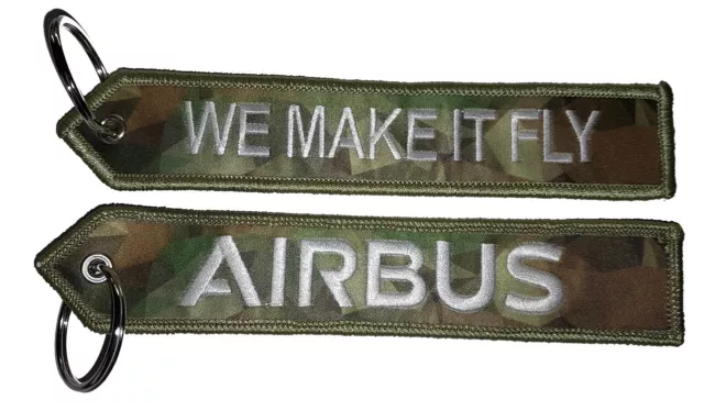 Schlüsselanhänger Airbus - Camouflage - We make it fly - 16cm lang Keyring grün