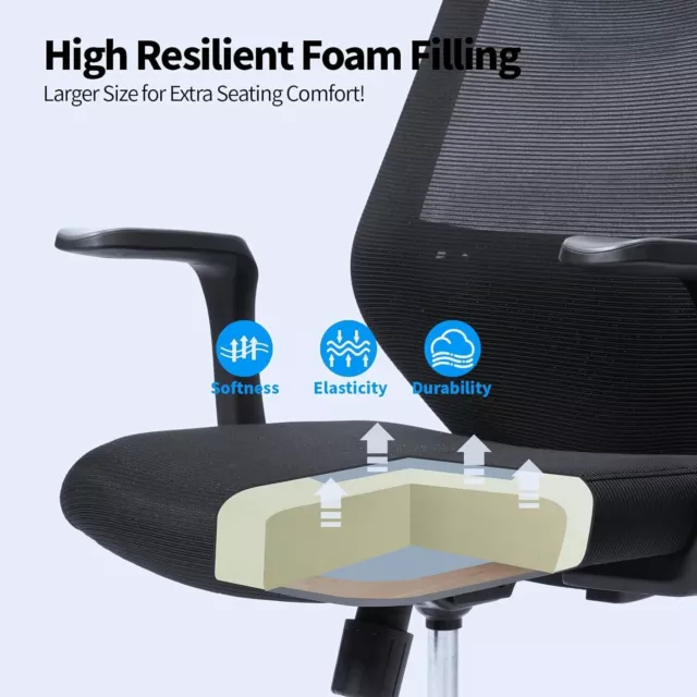 FYLICA Ergonomic Office Chair Swivel Mesh Lumbar Support Adjustable Chair Black