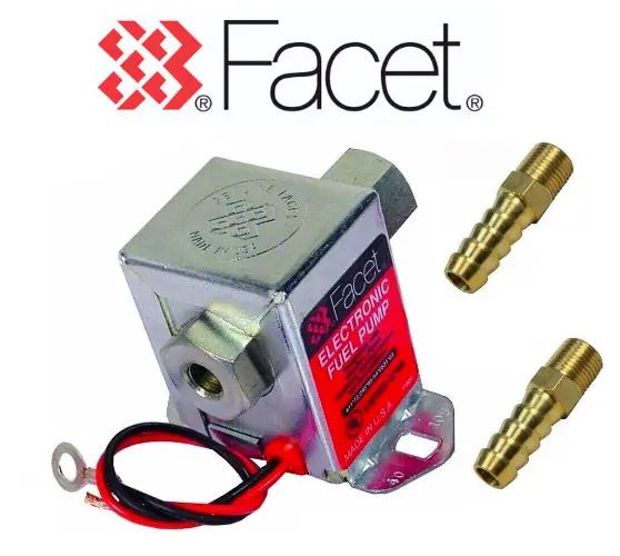 FACET 40104 12v ELECTRIC FUEL PUMP 1.5 - 4.0 PSI + 6mm HOSE TAIL UNIONS