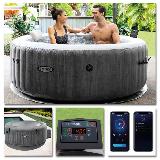 INTEX Whirlpool Greywood Deluxe Pure SPA 196x71 Massage 4 Personen + APP