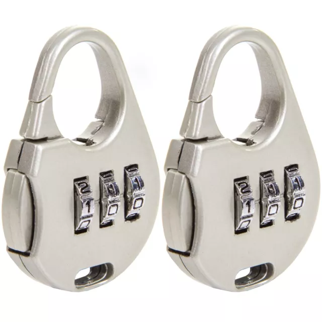 2 x COMBINATION LUGGAGE PADLOCK SILVER Bag Backpack Suitcase Travel Security