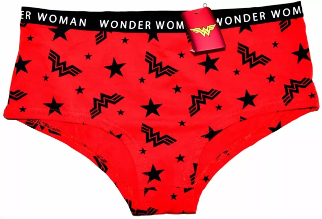 WONDER WOMAN KNICKERS Panties Red Black Stars Womens Ladies Sizes 12 to 22  £14.99 - PicClick UK
