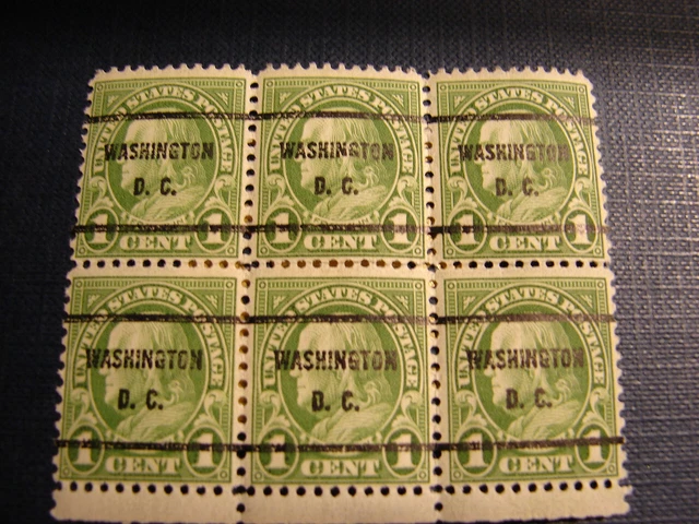 U. S Postage 6 X 1 Cent B.franklin Preo. Bas De Page. Rare. 11 Dents. Avec Gomme