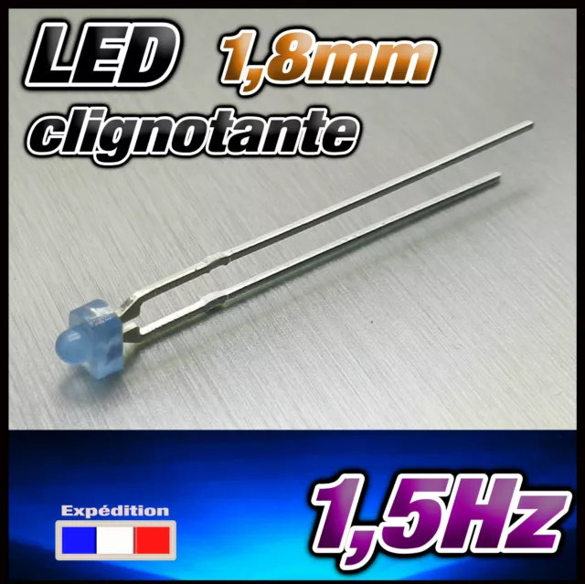 331B# LED 1,8mm clignotante bleu diffusant dispo 10, 25, ou 100pcs