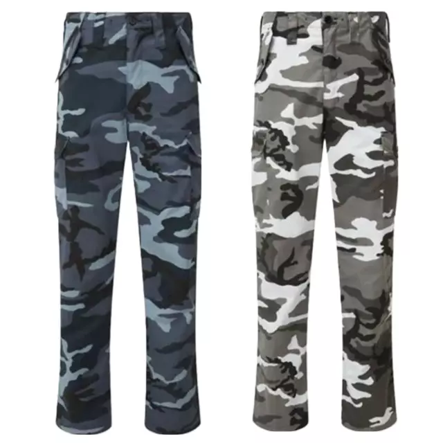 Mens Cargo Combat Work Trousers Army Military Camo Camouflage Hunting Pants Size