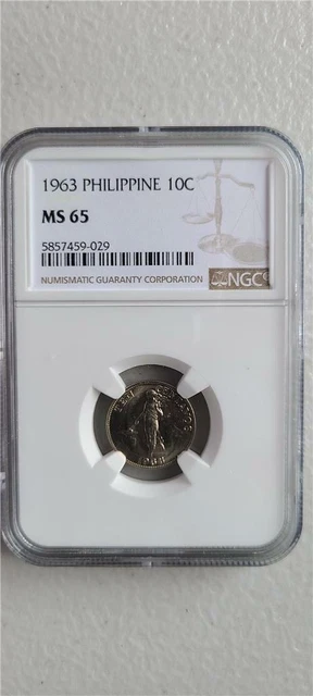 Philippines 10 Centavos 1963 NGC MS 65