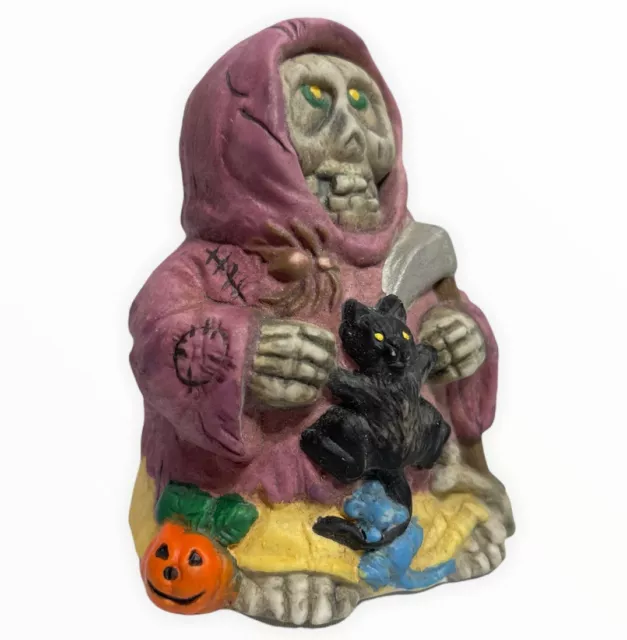 Vintage Grim Reaper Nightlight Ceramic Halloween Skeleton Light Up Decoration