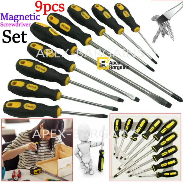 9pcs Precision Magnetic Screwdriver Tool Set Insulated Soft Grip Handle Tools UK