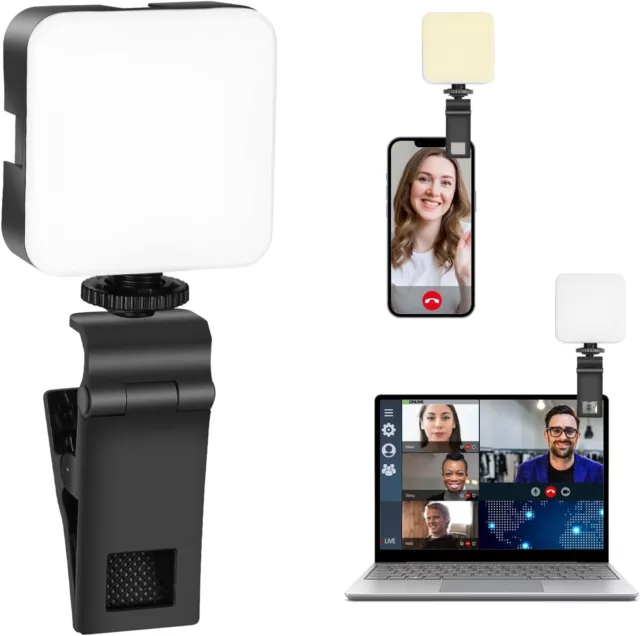 Handy Selfie Licht mit Clip, Video Licht LED, Videoleuchte Handylicht Portable