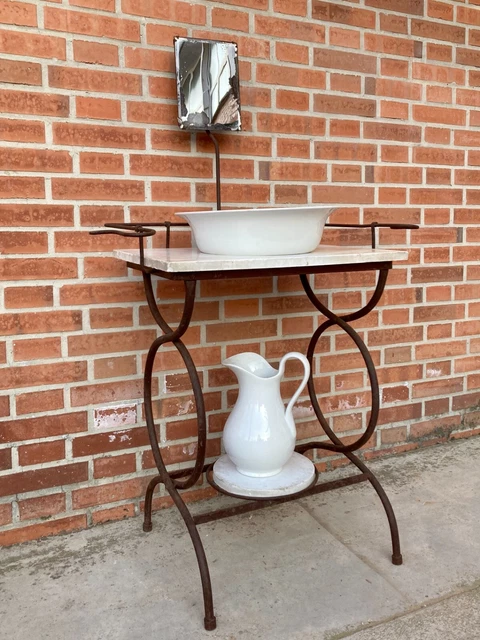 Toilette Ferro Battuto Lavandino 800 Milano Catino Bacile Bagno Ceramica Marmo