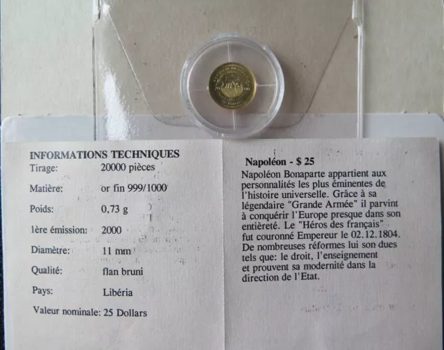 LBR0000.15 - LIBERIA - 25 dollars 2000 - Napoléon Bonaparte - Or