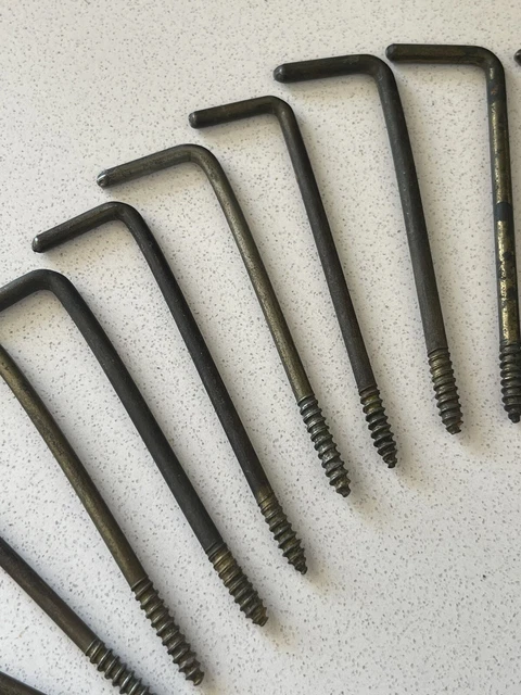 Vintage Lot Of 11  Screw In Wall Hook Primitive Coat Closet Tool Hardware Cabin 2