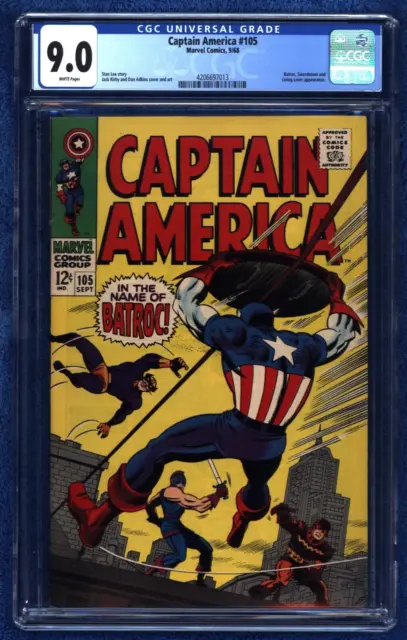 Captain America #105 CGC 9.0 White Pages