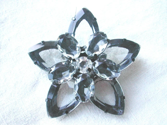 Broche Ancienne Fantaisie Ronde Strass Multicolores - 6 Cm - Occasion