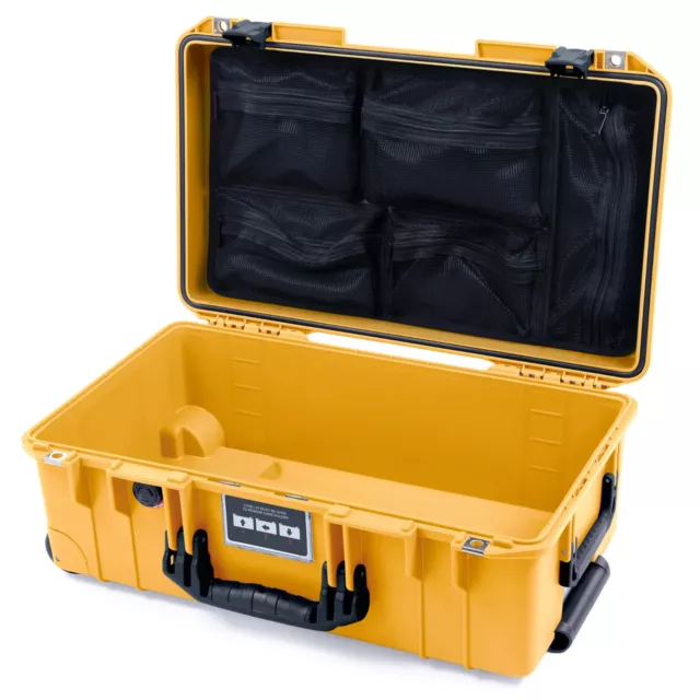 Yellow & Black Pelican 1535 Air case. No Foam & mesh lid organizer.