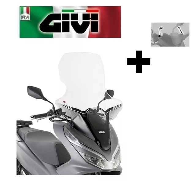 Parabrezza trasparente HONDA PCX 125 2018 2019 2020 GIVI COMPLETO KIT  MONTAGGIO