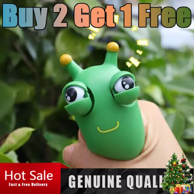 Funny Grass Worm Pinch Toy Bug Squeeze Pop Out Eyeball Relieves Stress Sensory