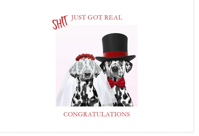 Glückwunschkarte Hochzeit Shit Just got real congratulations Gutsch